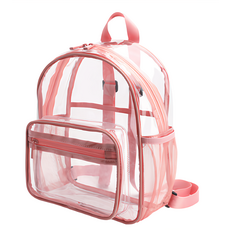 FLOWER MONACO 馬卡龍果凍包 30絲PVC 尼龍材質 transparent backpack, 23 x 14 x 30cm, 繽紛粉紅色