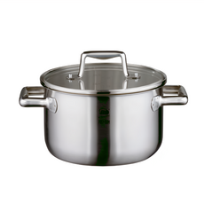 ELO 雙耳不鏽鋼湯鍋 玻璃蓋 電磁爐適用 16cm, 1組, 銀色