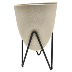 德利生活 桌上花盆 附鐵架, L, 1個, 白色