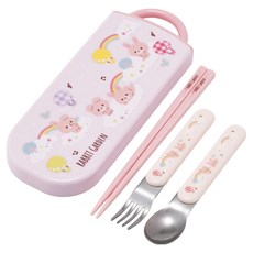Skater AG抗菌三合一餐具組, 筷子 + 叉子 + 湯匙 + 筷盒, 小兔子, 1套