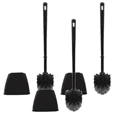 小閨祕 優美球刷組 (刷子+底座) 瀝水孔 底座穩固 容易清洗, 黑色, 3組