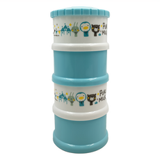 PUKU 藍色企鵝 甜甜圈奶粉盒 單層密封設計 四層獨立分層 超大容量, 水藍色, 1組
