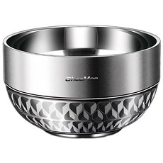 瑞典廚房 316不鏽鋼家用餐碗 防燙雙層餐具 底部壓紋, 1個, 銀色