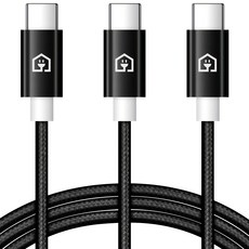 Home Planet Type-C 編織快速充電線, 2m, 黑色, 3個