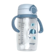 mugu 沐咕寶貝 小麥纖維 Tritan 重力球學習杯 350ml, 藍色迷你象, 1個