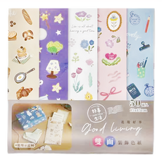 Sunny 三瑩文具 花現好事 雙面裝飾色紙 50入 15x15cm, 5色, 3包