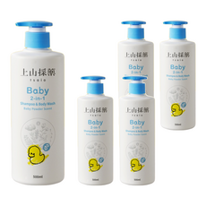 tsaio 上山採藥 寶貝洗髮沐浴二合一泡泡露, 嬰兒粉香, 弱酸性配方，溫和不刺激, 500ml, 5瓶