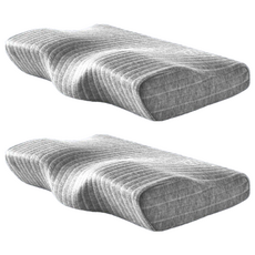 J-bedtime 床寢時光 3D釋壓止鼾透氣蝶型枕頭, 文青灰, 2個