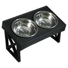 毛皇上 可調節寵物碗架 調節款 XL, 黑色, 1個