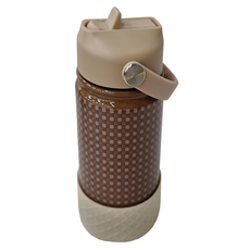 Mrs. Ertha 不銹鋼吸管水壺 350ml, 304不銹鋼杯身, 食品級矽膠吸管, 復古方塊, 1個