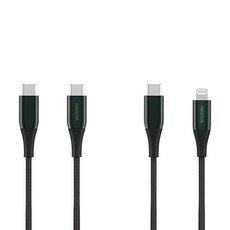 NOKIA USB-C-USB-C + USB-C-Lightning充電線組, 1.25m, 黑色, 1盒