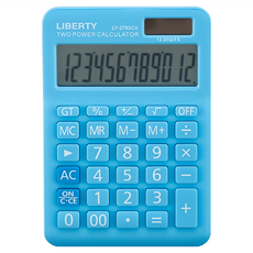 LIBERTY 利百代 計算機 LY-2780CA 藍色 12位數 雙電源, 1台