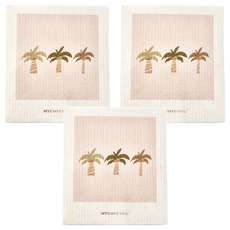 MYUMYUMYU 沐慕家居 木漿棉環保抹布 三顆椰子樹 3個, 1組