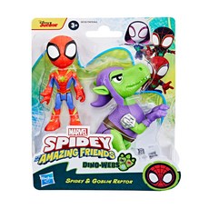 Hasbro 孩之寶 MARVEL 漫威 蜘蛛人與他的神奇朋友們 英雄 + 恐龍人物2件組, 1組, 蜘蛛人 + 恐龍 多色