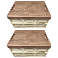 木蓋折疊箱 樣式2679 PP材質 中國產地, 大(54 x 36 x 29cm), 咖啡色, 2個