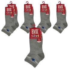B.V.D.兒童款 一顆星1/2襪 6雙入, 17~21cm, 中灰色