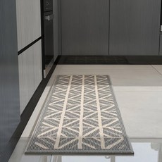 超級工廠 廚房地墊 150 x 45cm 防滑吸水 幾何圖案, 莫奈 灰色 + 米黃色, 1個