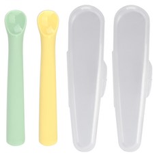 Dailylike BonBon 寶寶餵食湯匙組, 綠色+黃色, 第一階段 5-7個月, 1組