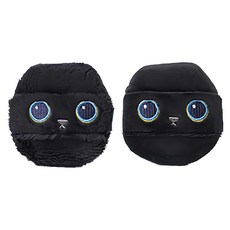 MoMo's Workshop 毛吉吉 動物系列 絨毛粉撲組 (長+短絨2入) 附收納盒, 黑貓, 1組