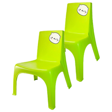 小比比 椅/塑膠椅/椅凳 2入 聚丙烯(PP)材質 台灣製造, 33 x 32 x 44cm, 綠色