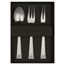 貓頭鷹三件式禮盒日本製 雕花 不鏽鋼 甜點叉匙組, 二齒叉 + 三齒叉 + 甜點匙, 銀色, 1組