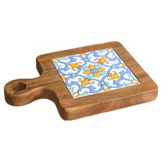 蕉蕉購物 法式花磚防燙杯墊, 藍色/棕色, 1個