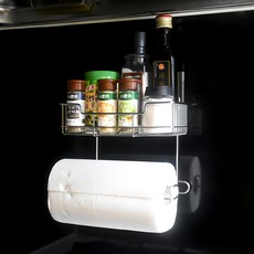 Easy 易立家 無痕掛勾 紙巾調味罐兩用架 + 銀色貼片組, 1組, 銀色