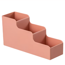 FAmILyLIFE 生活 階梯式桌上文具妝品收納盒 19.5 x 6 x 9.8cm 122g, 粉色, 4個