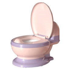 雙色兒童馬桶, 加高前凸式便槽, PVC軟墊/一般硬墊款, 粉紫色
