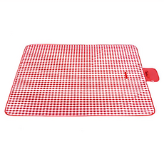 comet 防水野餐墊 附綁帶+收納袋, 紅色格紋款