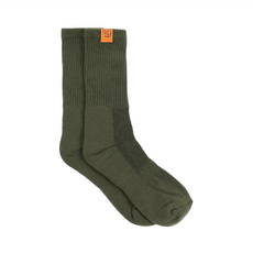Matchwood 布標中筒襪 台灣製 US8-11 80%純棉, 橄欖綠, 26~29cm