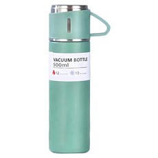 Funtaitai 304不鏽鋼帶杯保溫瓶 500ml, 綠色, 1個