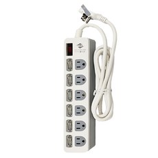 WeiTien 威電 過載斷電7開6座電源線組 防雷擊突波吸收, 1.8m, 白色, 1個