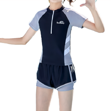 Sunshiny 女童短袖分體拉鍊泳衣
