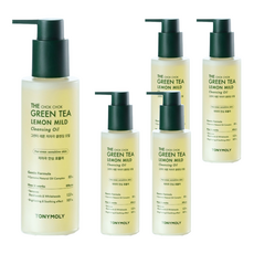 TONYMOLY The Chok Chok 綠茶檸檬溫和卸妝油 200ml, 敏感肌適用, 含有天然油複合成分, 5瓶
