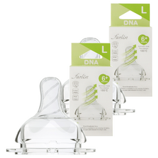 FARLIN 超柔寬口奶嘴 圓孔 L 霧面設計 食品級矽膠 2個, 6個月以上, 1組