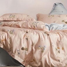 飛顏 40支100%純天絲35公分床包兩用被, 床包1件 + 鋪棉兩用被套1件 + 枕套2件, 雙人