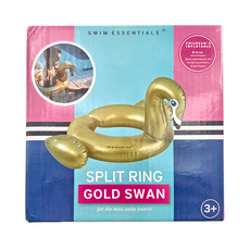 SWIM ESSENTIALS 天鵝造型游泳圈 兒童充氣玩具 直徑55cm 3歲以上適用, 香檳金天鵝, 1個