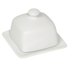 Now Designs 附蓋方形石陶奶油盤, 10.5 x 10.3 x 8.5cm, 白色, 1個
