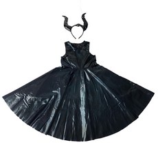 Kori Deer 可莉鹿 黑魔女兒童萬聖節服裝三件組，包含洋裝、披風與髮箍，讓寶貝成為派對焦點, S, 黑, 1入