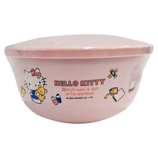 Sanrio 三麗鷗 Hello Kitty 凱蒂貓 不鏽鋼環保隔熱碗, 304不鏽鋼材質, 食品級PP塑膠上蓋, 1個