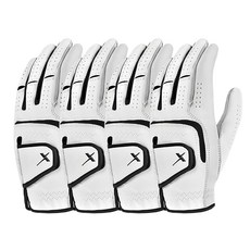 Gear X 男用 半羊皮 新款 高爾夫手套 左手用, 白色, 4入