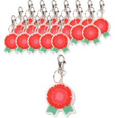 minhwashop 康乃馨寶石十字繡鑰匙圈製作組 FDPOM0040 20入組 混色, 紅色 + 綠色, 20套