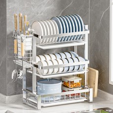 樂廚碗盤瀝水廚房置物架, 201不銹鋼原色, 3層, 1個