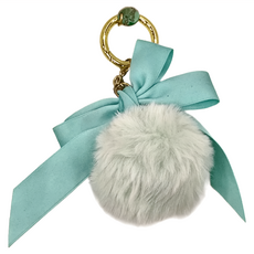 CCHING 青青文具 緞帶毛球吊飾 簡單生活, 14cm, 綠色, 1個