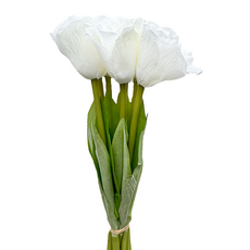 FLORAL M 夏日野餐氣息溫柔仿真花花材 洋桔梗, 白色, 7個