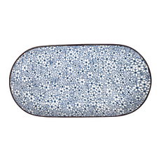 新食器 橢圓長盤, 12吋, 古染梅, 1個