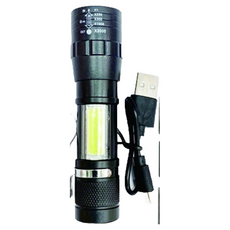 無敵王 USB充電手電筒, 黑色, 1支