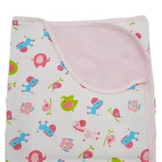 ELFIN DOLL 竹纖維三層嬰兒防水隔尿墊 棉+竹纖維材質 TPU防水層, 120 x 90cm, 粉森林動物 粉色, 1個