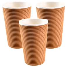 公版 瓦楞橫紋杯 16oz 咖啡 耐熱90度, 25個, 3包